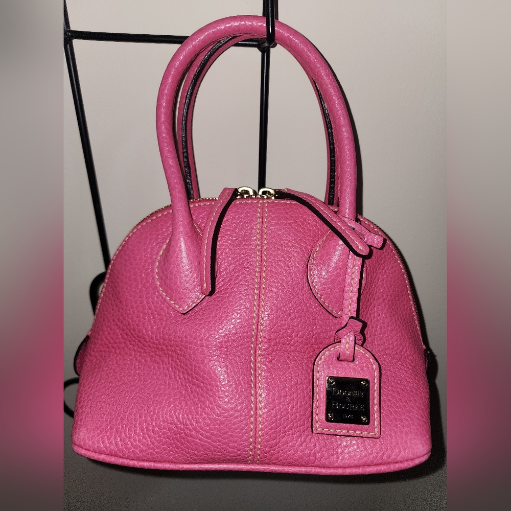 Dooney And Bourke Pink Pebbled Leather Mini Purse Gold Hardware